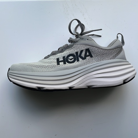 Hoka One One Bondi 8 Wide - NWT - 7.5 EE - Sharkskin/Harbor Mist - Picture 7 of 12
